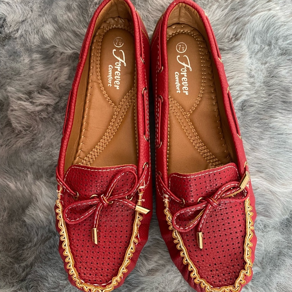 Red loafers